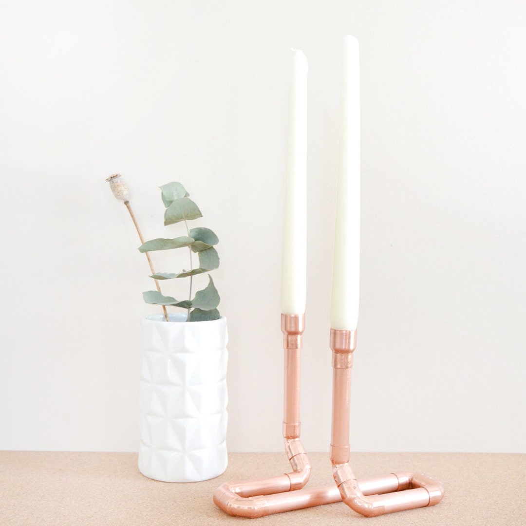 Copper Pipe Candle Holder Duo Perfect for Wedding Centerpieces Etsy