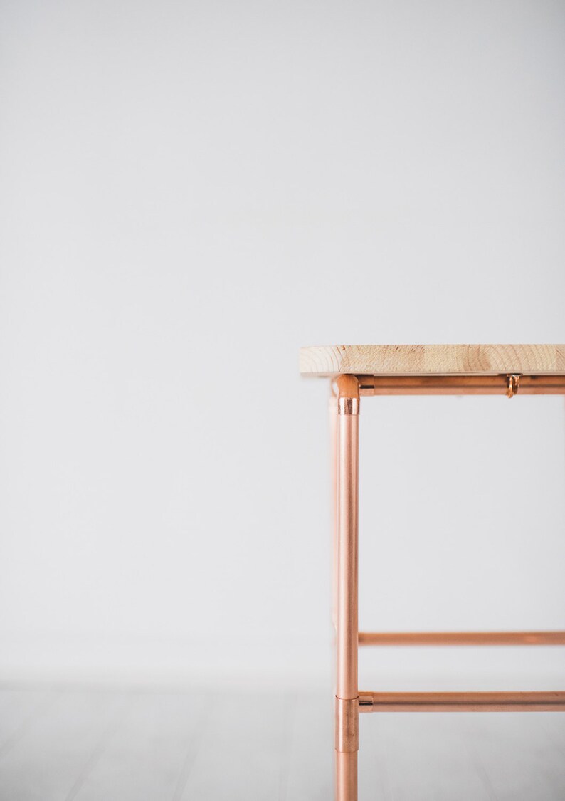 Copper and Pine Bedside Table Nightstand image 4