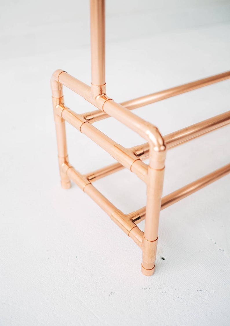 Copper Pipe Clothing Rail With Two Tier Shoe Rack/ Garment Rack / Clothes Storage image 4