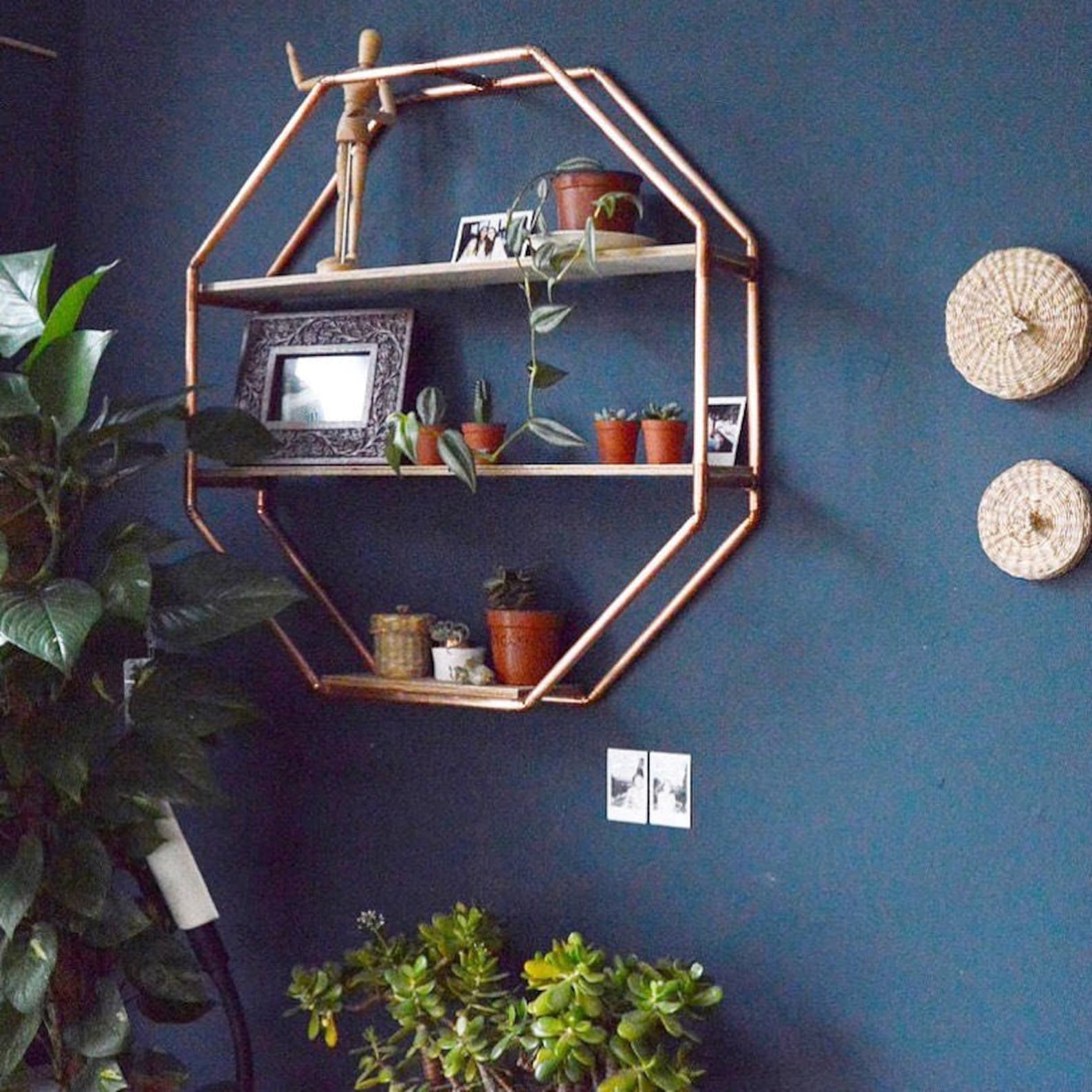 Copper Pipe Octagon Statement Shelf Wall Hanging Storage Etsy UK