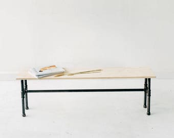 Black Iron and Birch Plywood Bench / Display Table