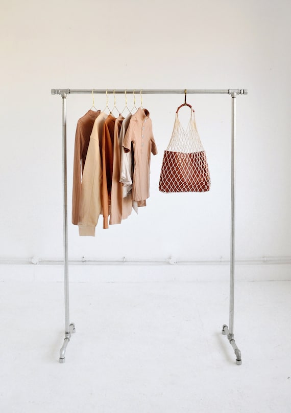 Silver Iron Minimal Rail / Clothing Rack / Garment Display 