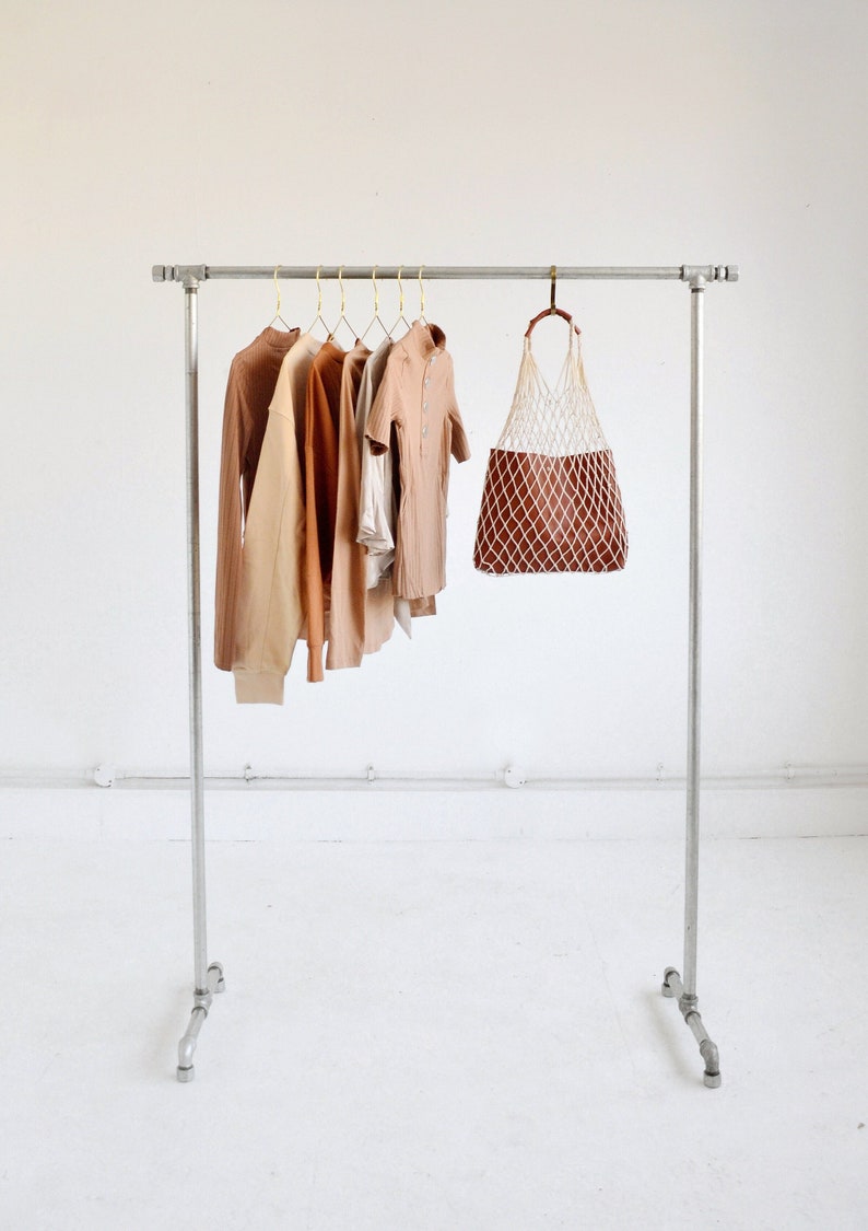 Silver Iron Minimal Rail / Clothing Rack / Garment Display image 1