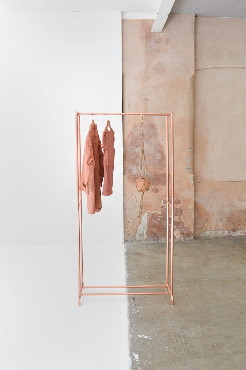 Hotel Porter Style Copper Pipe Clothing Rail Garment Rack Clothes Storage