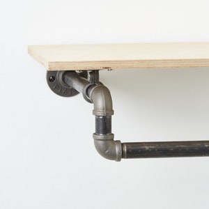 Wall Mounted Shelf with Hanging Rail / Coat Rack / Clothes Hanging image 2