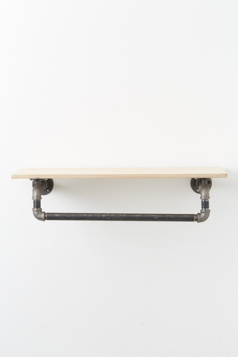 Wall Mounted Shelf with Hanging Rail / Coat Rack / Clothes Hanging image 1