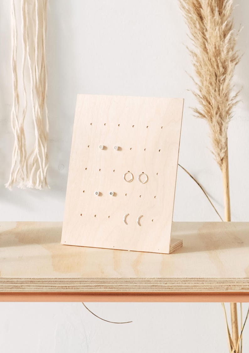 Birch Plywood Free Standing Jewellery Stand for Earrings