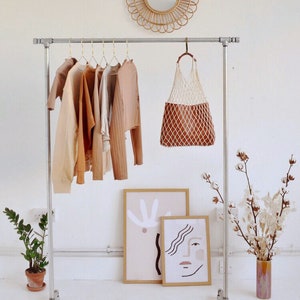 Silver Iron Minimal Rail / Clothing Rack / Garment Display image 2