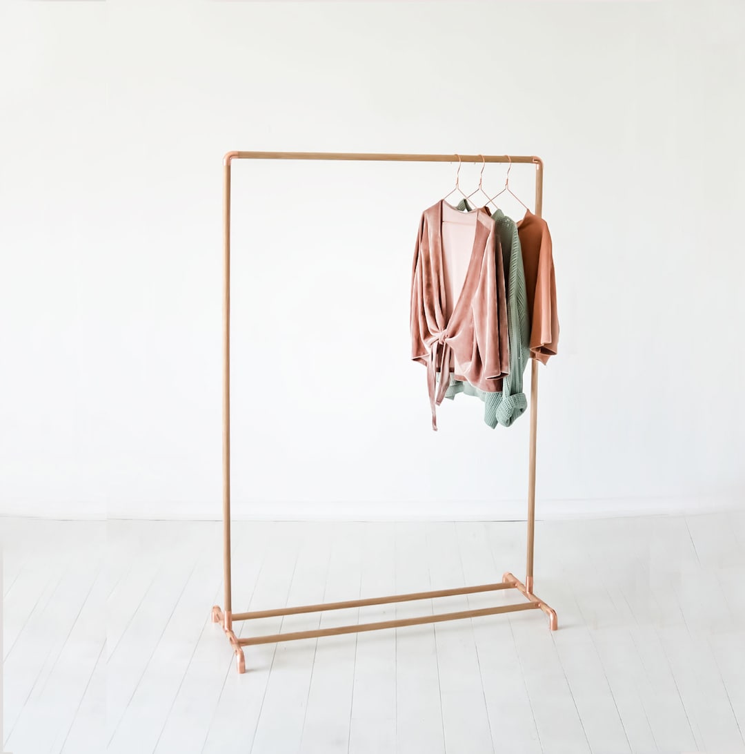 Copper and Oak Wooden Clothing Rail / Garment Rack / Clothes Storage - Etsy