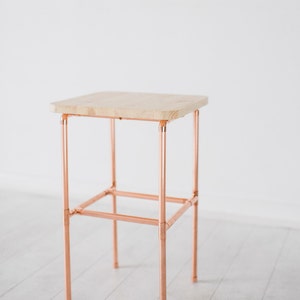 Copper and Pine Bedside Table Nightstand 画像 3