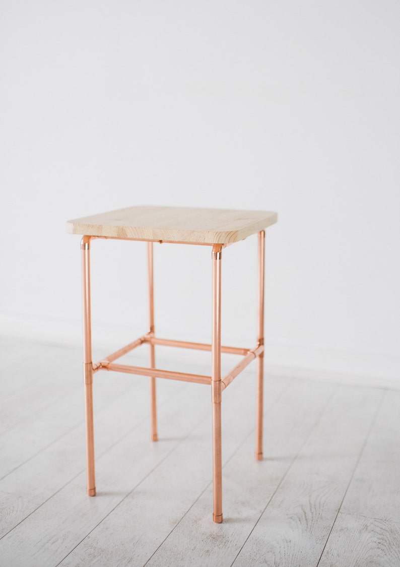 Copper and Pine Bedside Table Nightstand zdjęcie 3