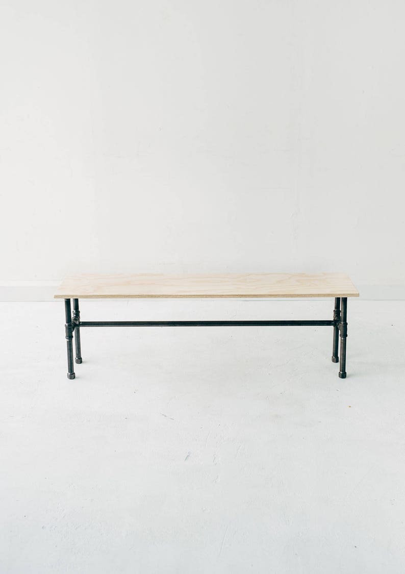 Black Iron and Birch Plywood Bench / Display Table image 4