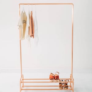 Copper Pipe Clothing Rail With Two Tier Shoe Rack/ Garment Rack / Clothes Storage image 2