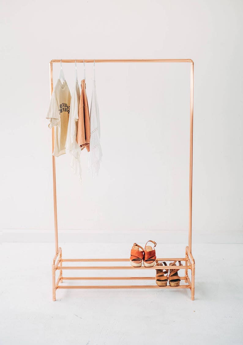 Copper Pipe Clothing Rail With Two Tier Shoe Rack/ Garment Rack / Clothes Storage image 2