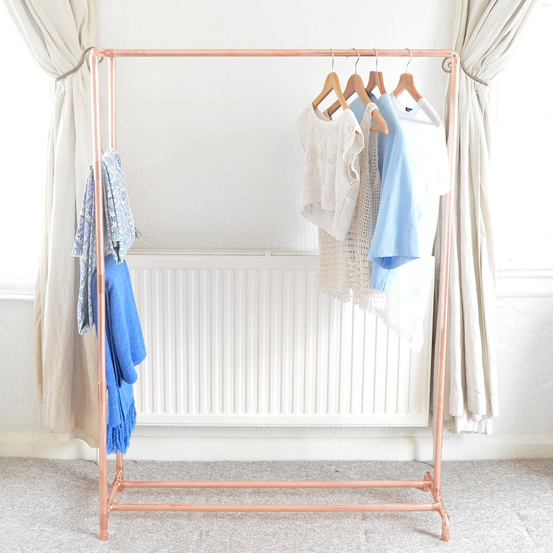 Copper Pipe Clothing Rail Garment Rack Clothes Storage With Ladder