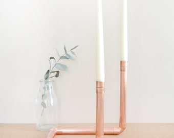 Copper Pipe Centrepiece Candle Holder