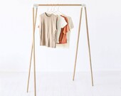 A Frame Solid Oak Clothing Rail with Off White Detailing / Garment Rack / Clothes Storage