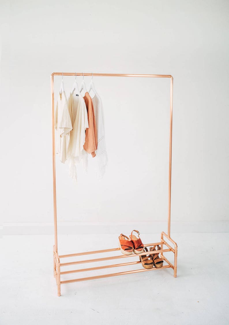 Copper Pipe Clothing Rail With Two Tier Shoe Rack/ Garment Rack / Clothes Storage image 1