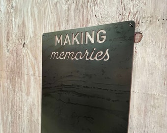 Message Board 'Making Memories' | 11in x 23in | House Sign | Metal Wall Art | Home Decor | Bulletin Board | Gift | Display | #1203b_11x23