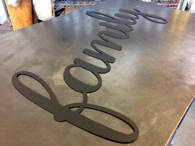 Family Metal Lettering Wall Art Sign Cursive Text Etsy