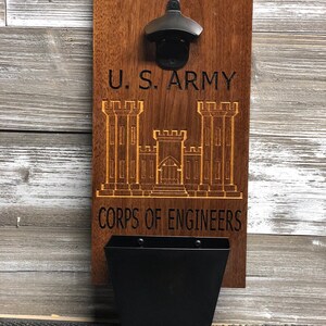 U.S. Army Corps of Engineers Wall Mount Bottle Opener Carved