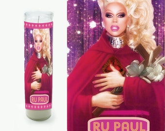 Ru Paul Prayer Candle - Ru Paul Candle - Ru Paul gift -Religious Style Candle - Fan Art