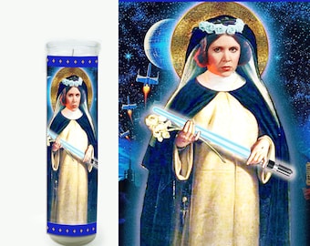 Carrie Fisher Prayer Candle - Princess Leia Candle - Memorial Candle - Fan Art