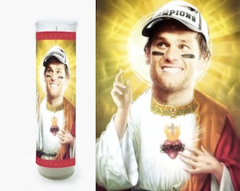 Tom Brady Prayer Candle - Tom Brady Saint Candle - Super Bowl - Fan Art