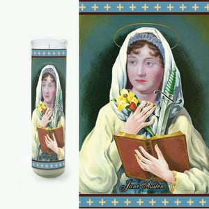 Jane Austen Prayer Candle - Jane Austen Saint Candle - Jane Austen Fan Art