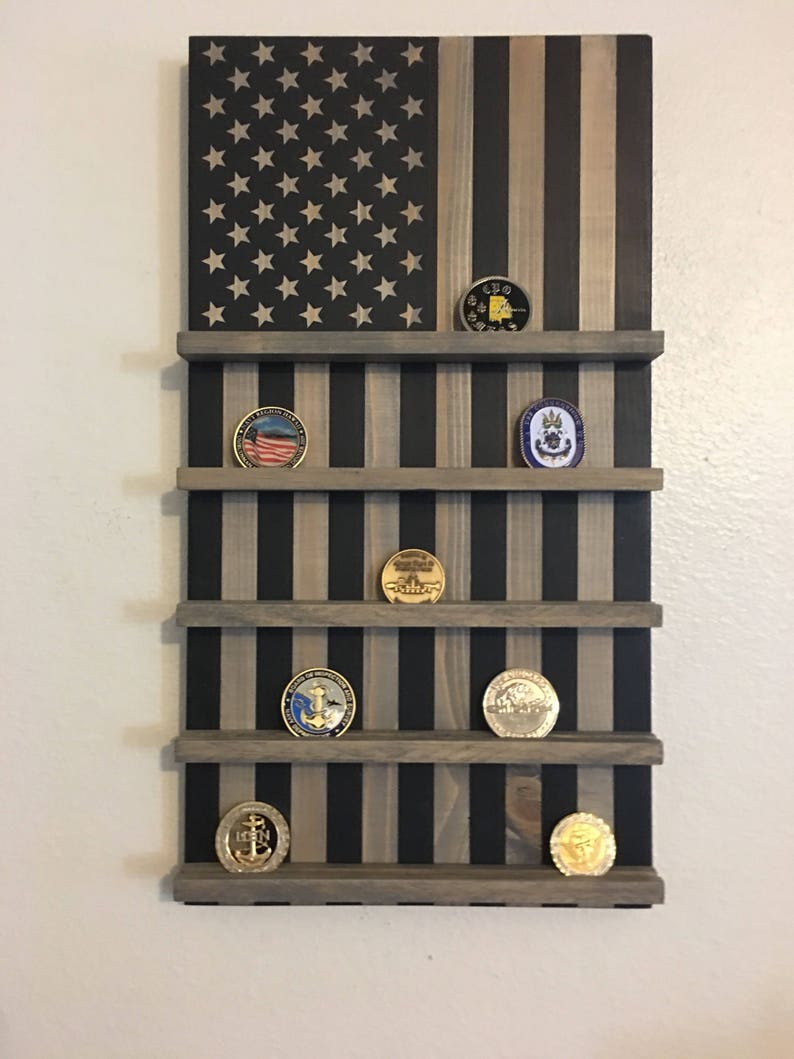 American Flag Military Challenge Coin Rack Military Coin Etsy
