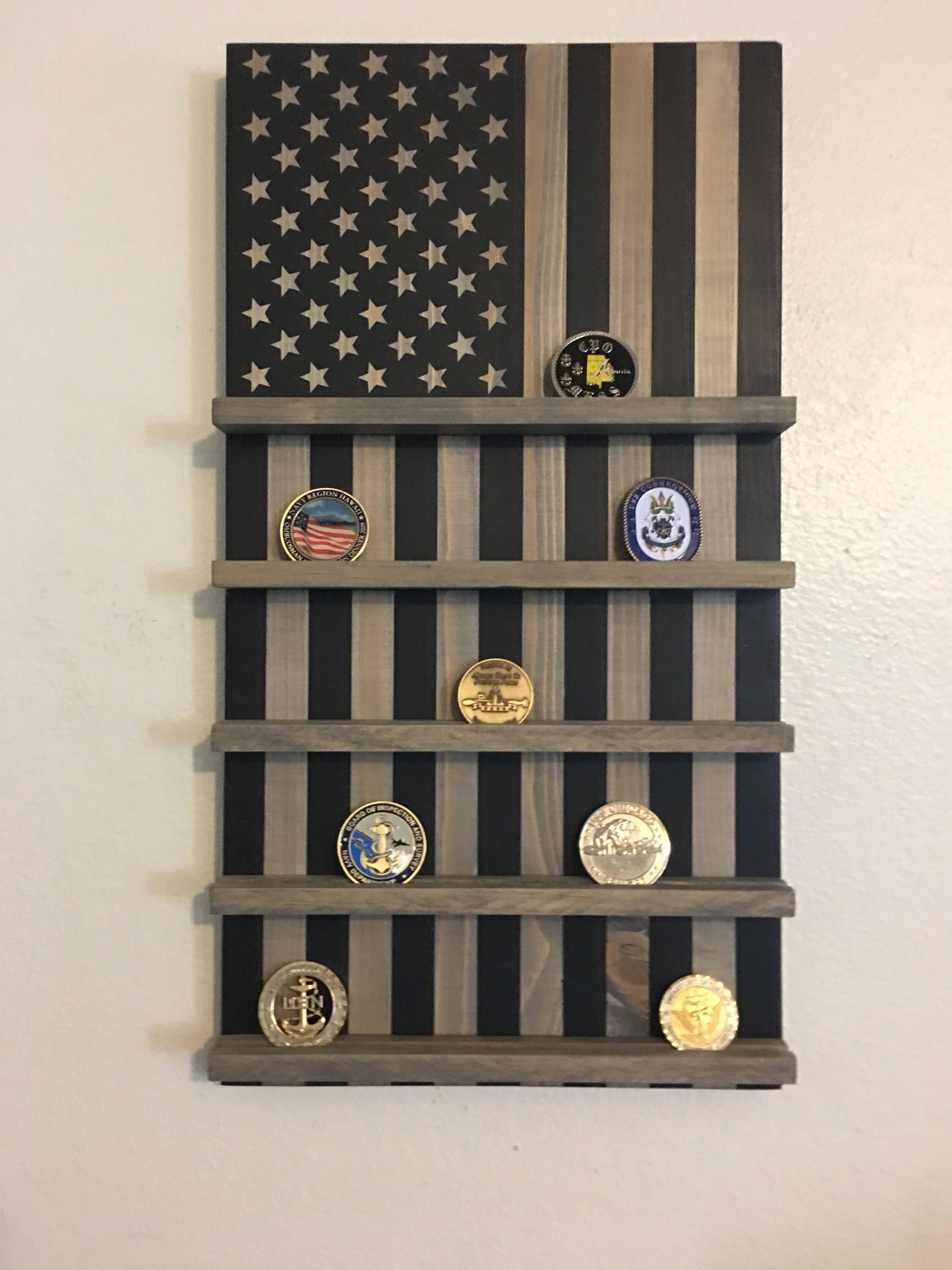 American Flag Wall Mounted Challenge Coin Rack Military - Coin Wall Display Case American Flag Wall Mounted Challenge Coin Rack Military - Coin Wall Display Case