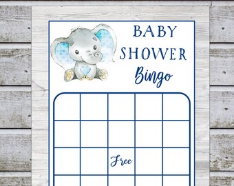 Juego de bingo para niños, juego de bingo para baby shower imprimible / Tarjetas de bingo de elefantes (w1) Descarga instantánea de archivos digitales