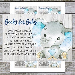 Baby Shower Apportez un livre au lieu d'une carte | Livre demande bébé bibliothèque imprimable garçon Baby Shower Invitation Insert (w1t) Téléchargement instantané
