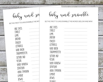 Baby Word Scramble Game, Word Scramble Baby Shower Game, baby scrambled word game, Gender Neutral Game Printable, Instant Download (w)