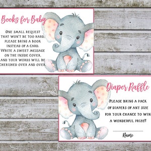 Book Request Card, Diaper Raffle Ticket Printable | Girl Baby Shower Invitations Inserts | Instant Download (va12)