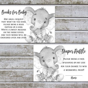 Baby Shower Invitation Insert | Book Request Card | Diaper Raffle Ticket Printable | Baby Shower Games Instant Download (w14)