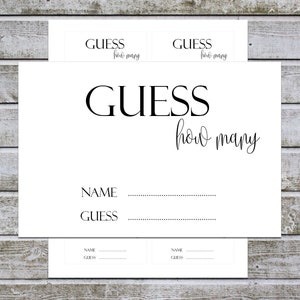 Baby Shower Guess How Many Cards | Guess How Many | Guessing Game | Printable Cards | Instant Download  (v32)