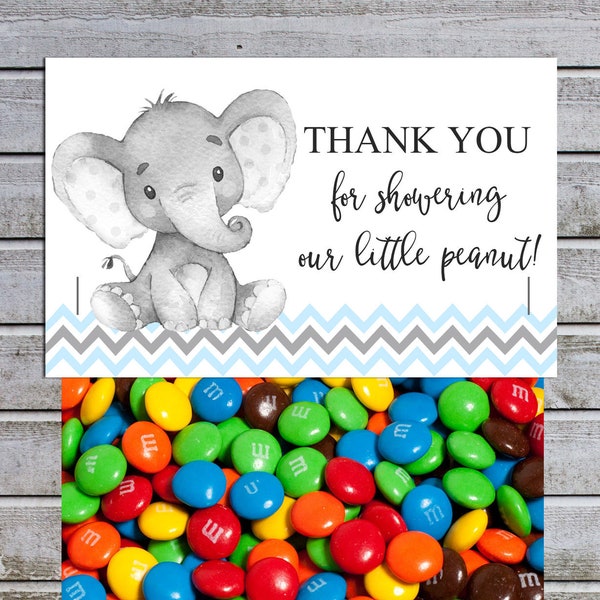 Elefant Leckerlibeutel Toppers | Elefant Baby Shower Favor Tags | Instant Download (w49a) Danke fürs Duschen mit unserem kleinen Erdnuss