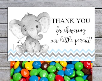 Elephant Treat Bag Toppers | Elephant Baby Shower Favor Tags | Instant Download (w49a) Thank you for Showering our Little Peanut