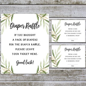 Diaper Raffle Sign and Raffle Tickets Printable, Baby Shower Game Sign, Gender NeutralBoy Girl Baby Shower Sign, Instant Download (w20)