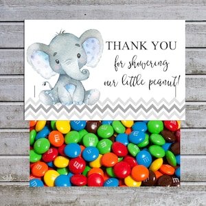Treat Bag Toppers | Elephant Boy Baby Shower Favor Tags | Instant Download (va9) Thank you for Showering our Little Peanut