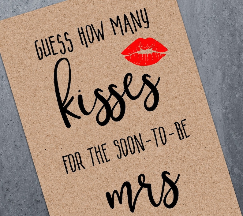 Guess How Many Kisses for the Mrs / Bridal Shower Game / Etsy