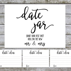 Date Jar Sign, Bridal Shower Signs, Date Idea Sign With Cards, Wedding ...