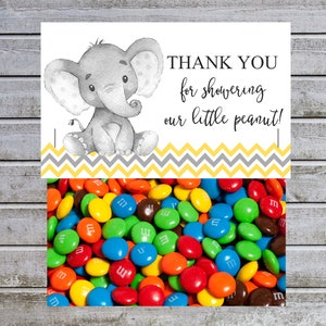 Elephant Treat Bag Toppers | Elephant Baby Shower Favor Tags | Instant Download (87) Thank you for Showering our Little Peanut