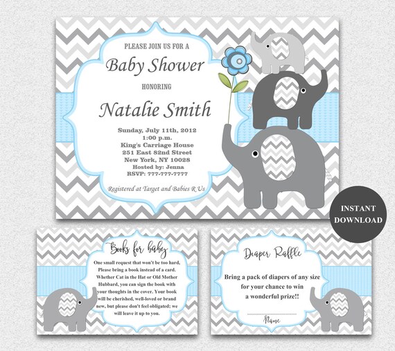 elephant baby shower invitations boy