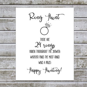 Ring Hunt Game, Ring Hunt Sign, Bridal Shower Game, Bridal Shower Activity, Bride Game, Instant Download (aa 14a-2)