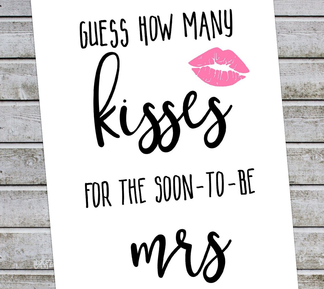 Guess How Many Kisses Bridal Shower Games Printable Wedding Etsy