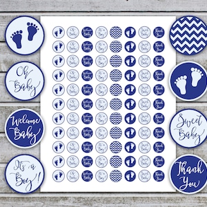 Jongen baby shower Hershey Kiss stickers etiketten, baby showerdecoraties afdrukbaar, feest snoep (50pa2) Instant Download