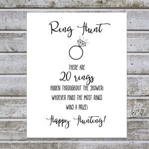 Ring Hunt Game, Ring Hunt Sign, Bridal Shower Game, Bridal Shower Activity, Bride Game, Instant Download (aa14-2)