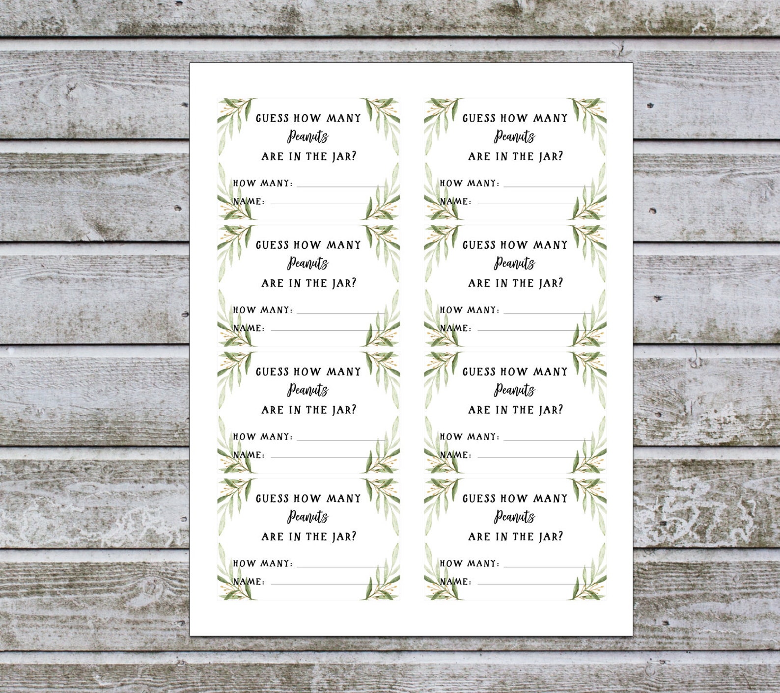 Guess How Many Peanuts Are In The Jar Baby Shower Game Etsy